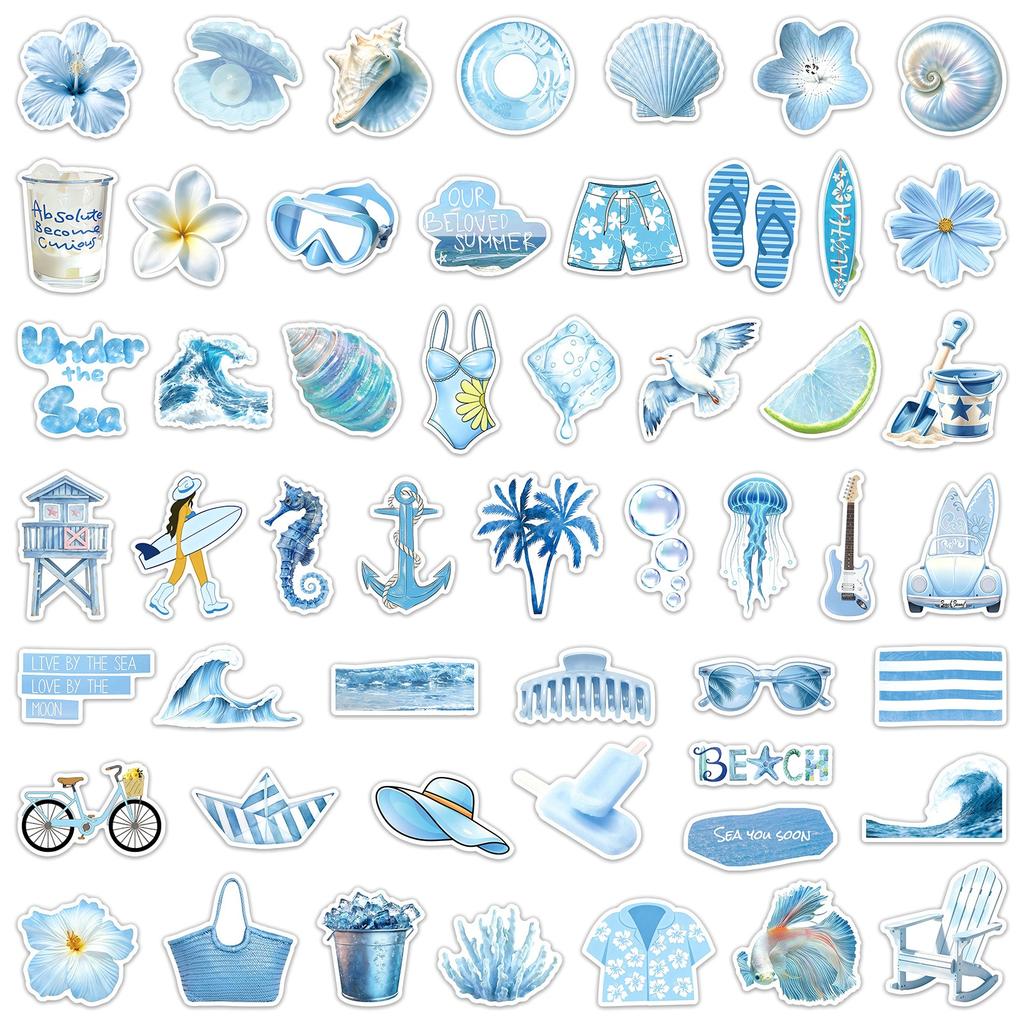 50Pcs/Set Ins Blue Sea . Summer Beach Series 01 Waterproof Stickers DIY Fashion Doodle Decals Stickers