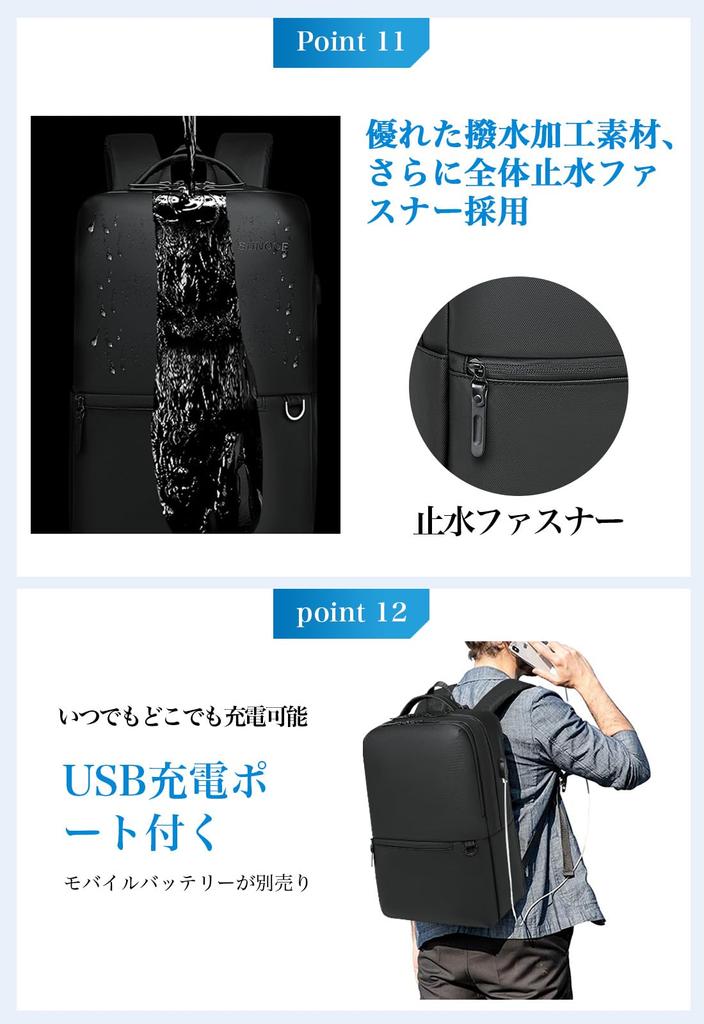 Рюкзак Водонепроницаемый Водонепроницаемый Молния Легкий Бизнес Рюкзак ПК Рюкзак Большой Вместимости 16 Дюймов С USB-портом Для Зарядки