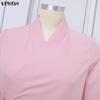 VONDA 2 шт. Женские костюмы Повседневный костюм из двух предметов: блузка с длинным рукавом и брюки, застежка сбоку