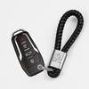 Car Styling 3D Metal+Leather Braided Woven Rope Keychain For Mitsubishi Asx Lancer Outlander Pajero Ralliart Accessories
