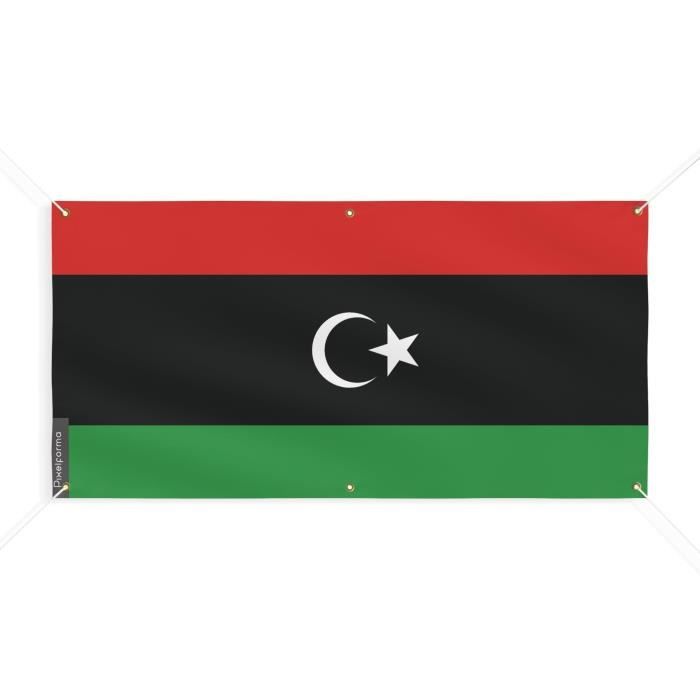 Bannière Drapeau De La Libye 6 Oeillets 80x160cm En Polyester
