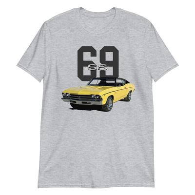 Футболка унисекс Chevy Chevelle Ss 1969 с черным виниловым верхом Muscle Car