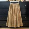 Женская весенне-осенняя юбка с высокой талией, кружевная, вязаная крючком, с ажурным узором, универсальная, плиссированная