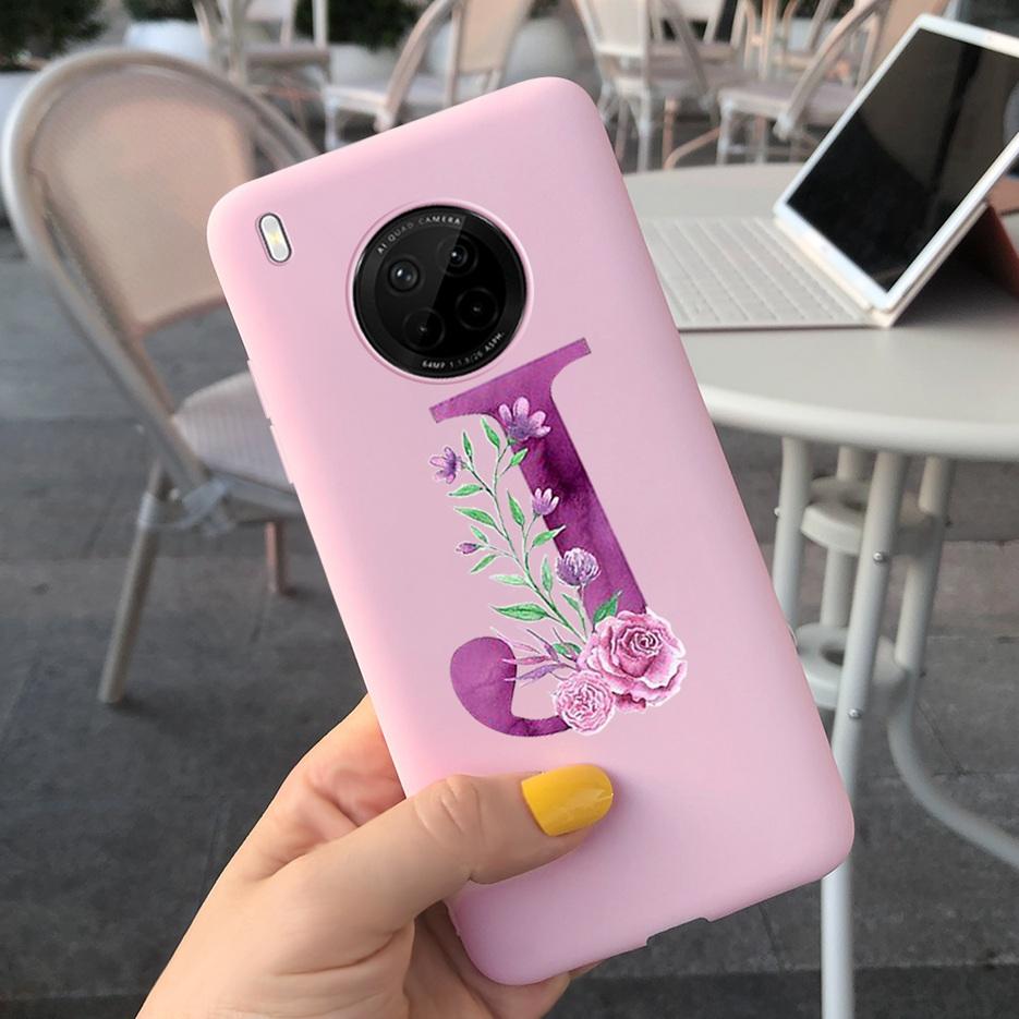 For Huawei Y9a 2020 Case 6.63'' Cute 26 Letters Cover Case For Huawei Y9a Y 9a Soft TPU Fundas HuaweiY9a Shockproof Phone Bumper