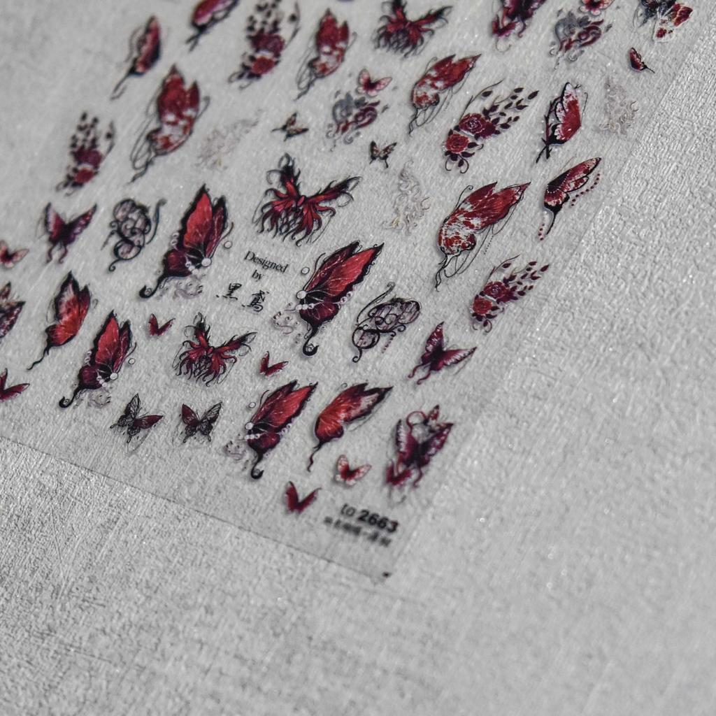 Тонкие прочные темные наклейки-бабочки для ногтей, изготовление креативных декоративных наклеек своими руками