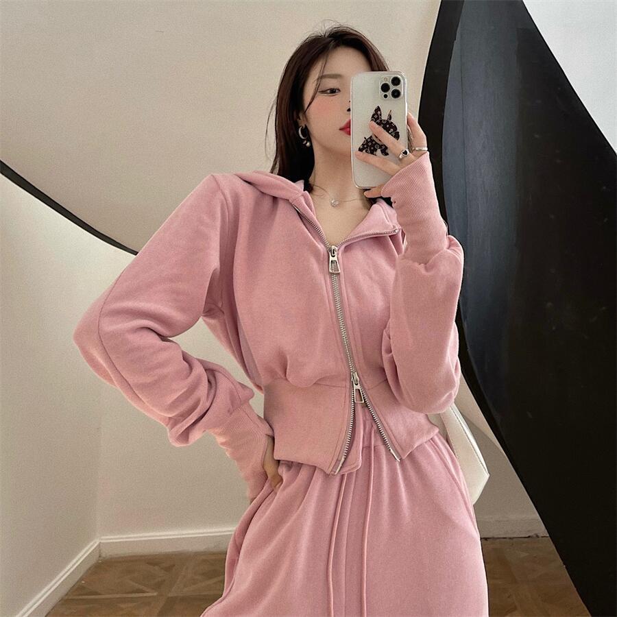 Женский модный костюм, тонкий срез, спортивная одежда на весну и осень, свитер с капюшоном, повседневные брюки, костюм из двух частей