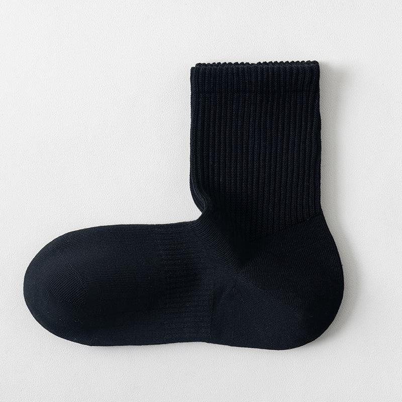 Женские осенне-зимние носки до середины икры, хлопковые носки с прямым углом, однотонные спортивные бесшовные длинные носки до икры, полностью хлопковые носки