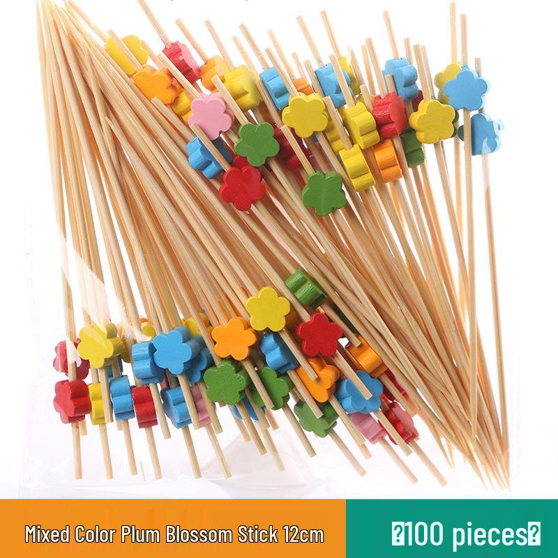 Разноцветные бамбуковые вилочки для фруктов и шпажки для коктейлей - Декоративные и одноразовые для выпечки и мероприятий