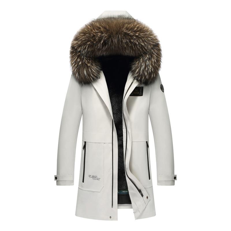 Мужская парка из меха кролика выдры с внутренней частью из искусственной кожи, утолщенное теплое меховое пальто, модное пальто