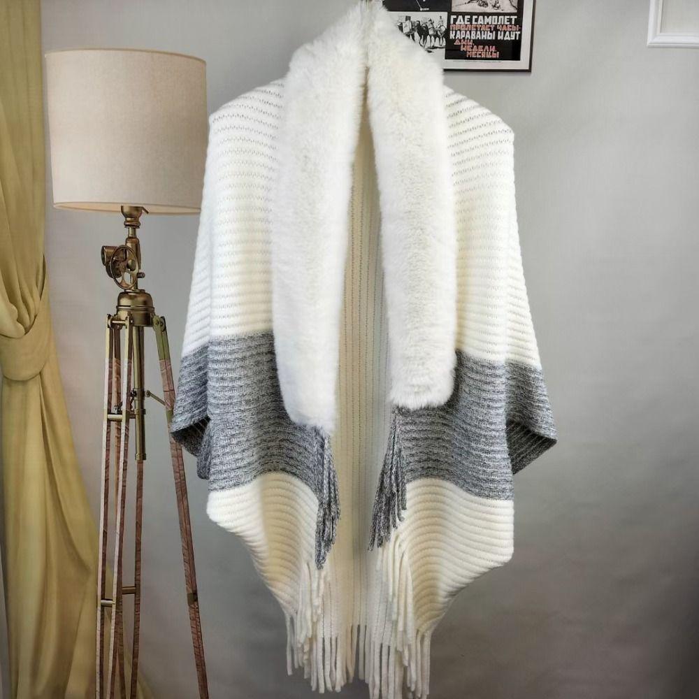 Wedding Cloak Evening Dresses Faux Fur Collar Knitting Shawl Winter Warm Plush Wraps