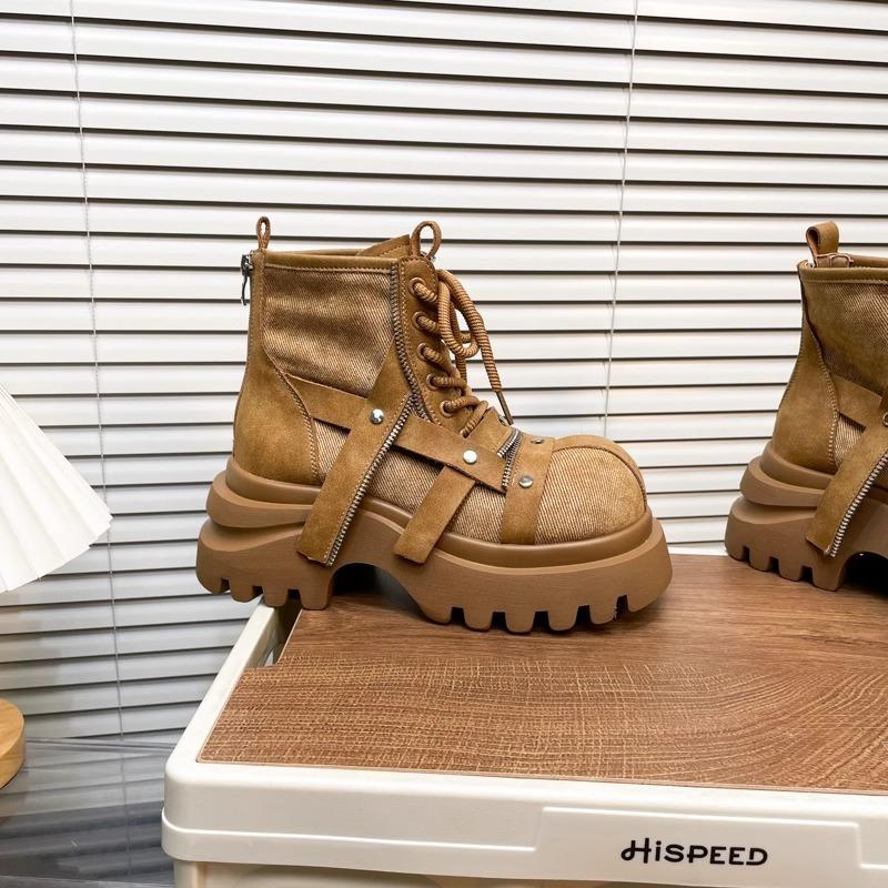 Fashion Platform Women Ankle Chelsea Boots Designer Lace Up Sport Shoes Winter New 2025 Fashion Brand Women's Boots Walking Mujer Shoes