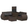Sofa Set 6 pcs Brown and Red Poly Rattan and Steel