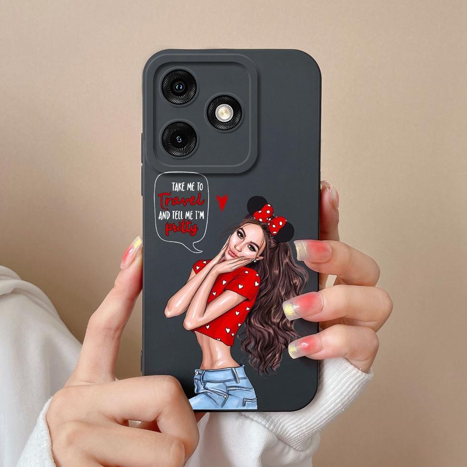 Case For Tecno Spark 20 Pro 4G Itel A50 P55 Infinix Note 40 Smart 8 Plus Cover Fashion Cool Girl Boy Shell High Quality Matte Silicone Bumpers Housing