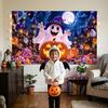 Halloween Backdrop Banner Ghost Pumpkin Halloween Party Decor 5.9×3.6ft