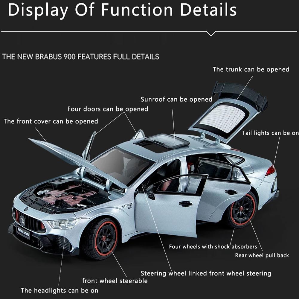 Масштаб 1/24 Brabus Rocket 900, литая под давлением модель автомобиля, игрушечный автомобиль с откатным механизмом, звуком и светом для детей, коллекция подарков для мальчиков и девочек