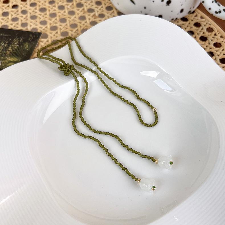 Свежий зеленый галстук, коллекция ожерелья ручной работы из бисера, цепочка на ключицу, дизайн, ниша, колье, ожерелье
