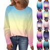 Women's Round Neck Gradient Printed Raglan Sleeve Long Sleeve Versatile Loose Top