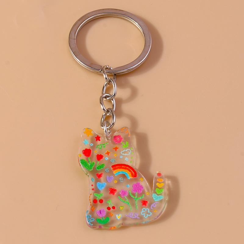 Creative Funny Cat Keychain Cartoon Animal Key Ring Pendant for Car Key Holder Women Girl Handbag Decor Charms DIY Jewelry Gifts