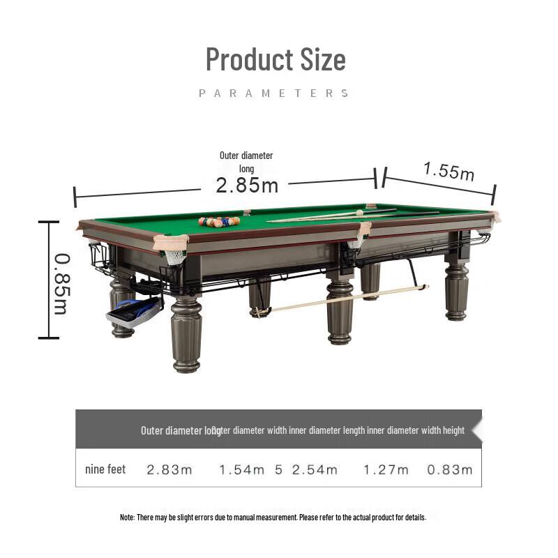 Standard Marble Black Eight Billiard Table