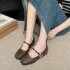 Fashion Vintage Mary Jane Shoes Flats for Women's Spring Autumn 2024 New Versatile Square Toe Black Solid Color Casual Women's Shoes