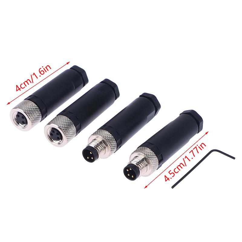 Разъем датчика M8, водонепроницаемый, штекер и гнездо, резьбовая муфта, 3-контактный фланцевый разъем, заднее крепление