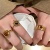 1/3 Pieces Golden Sunflower Tiger Eye Stone Rings for Women 2025 New High-end Ring Niche Retro Design Unique and Versatile Ring