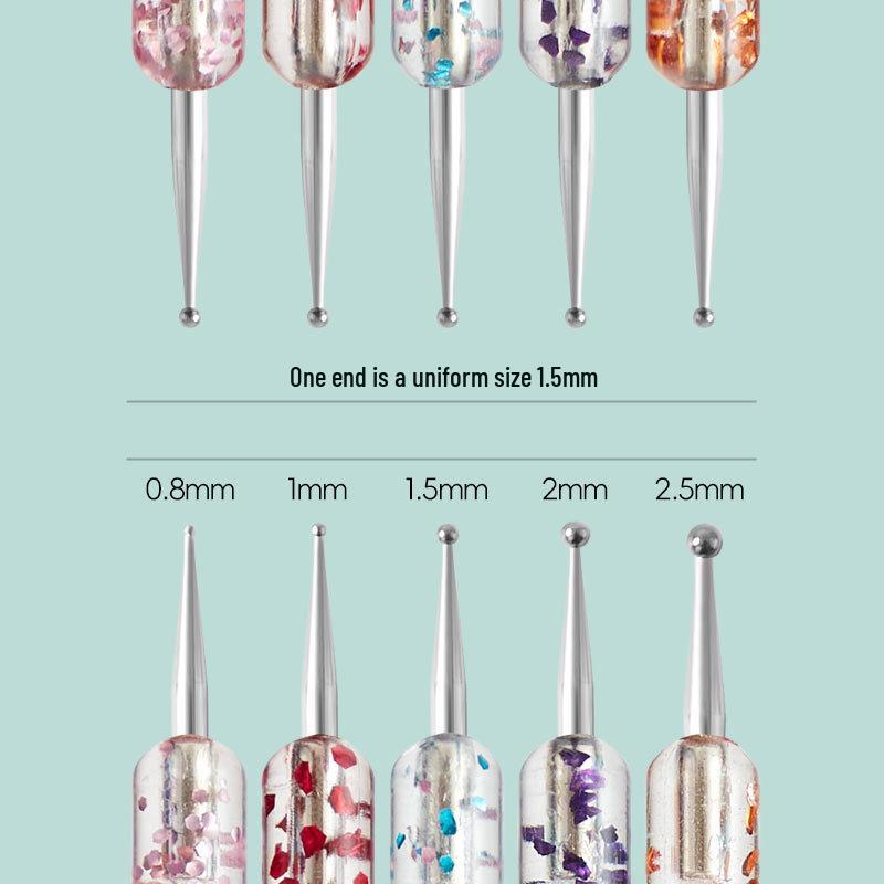 Набор двусторонних доттеров для дизайна ногтей и восковых карандашей - 5 штук