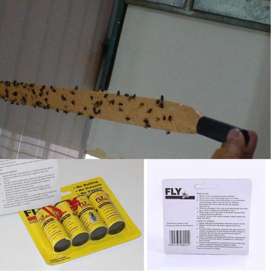 4 Rolls Insect Bug Glue Paper Killer Fly Catcher Trap Ribbon Strip Sticky Tape