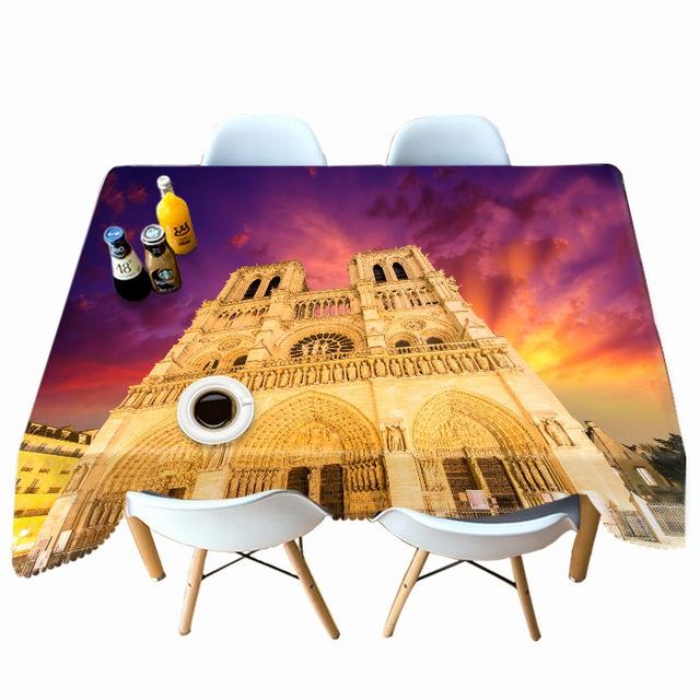 Splendid Architecture Pattern Tablecloth Thicken Cotton Rectangular Round Table Cloth For Wedding Picnic Party