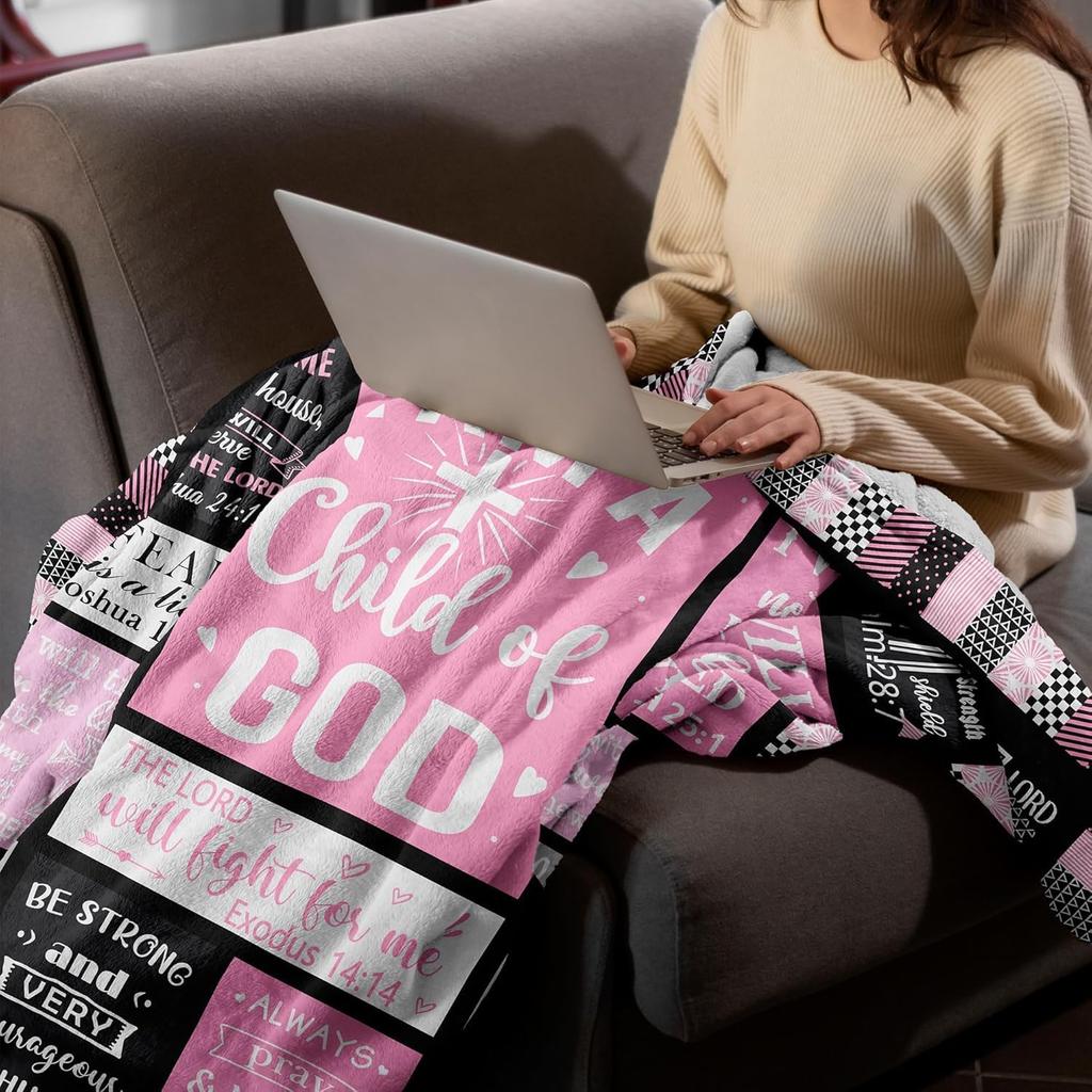 Bible Verse Flannel Throw Blanket Religious Cross Quote Blanket Christian Faith Gift Home Decor