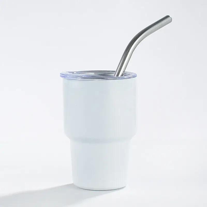 2oz Double Wall Stainless Steel Mini Tumbler SGlass Thermos Bottle With A Lid and Straw Home Bar Double-Layer Insulation