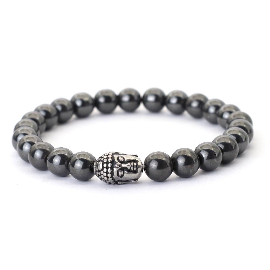 New One Buddha One Demon Beaded Men Bracelet Unfading Not Allergic Stainless Steel Natural Stone Braslet Homme Meditation Joias