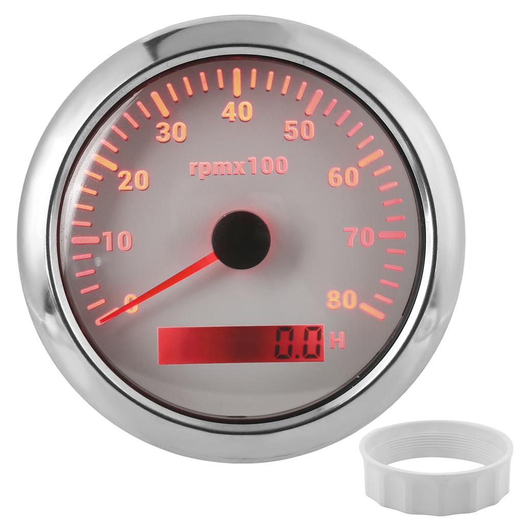 85mm 0‑8000RPM Tachometer 7 Colors Backlight IP67 Waterproof Pointer Type for Boat Marine RV 9‑32V