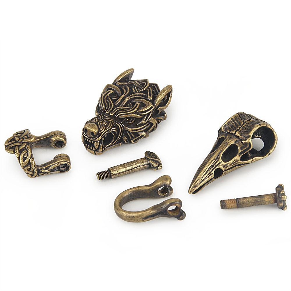 Браслет «сделай сам», аксессуары из паракорда, пряжка, веревка, ремешки из бисера, латунь, ворона, череп, волк для плетения, аксессуары