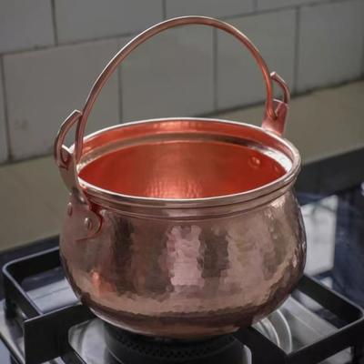 Ручная работа, Винтажный медный котелок, Портативный походный котелок с крышкой, Кухонная утварь для медленного приготовления пищи, Тушения, Котелок 15 см с молотковой текстурой