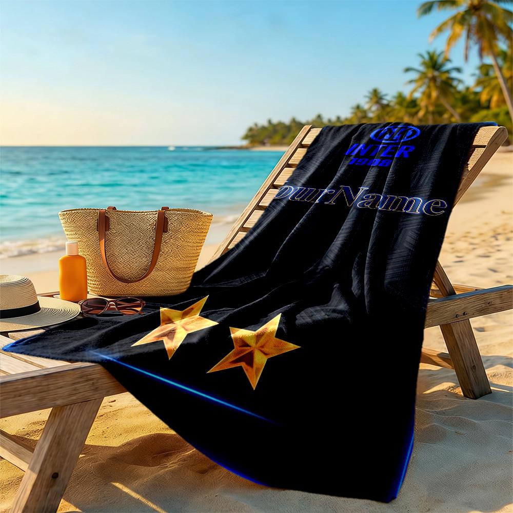 Inter Milan Customizable Name Beach Towel High Absorbency & Quick-Dry Portable for SwimmingBeachCamping Travel Beach AccessoriesGym