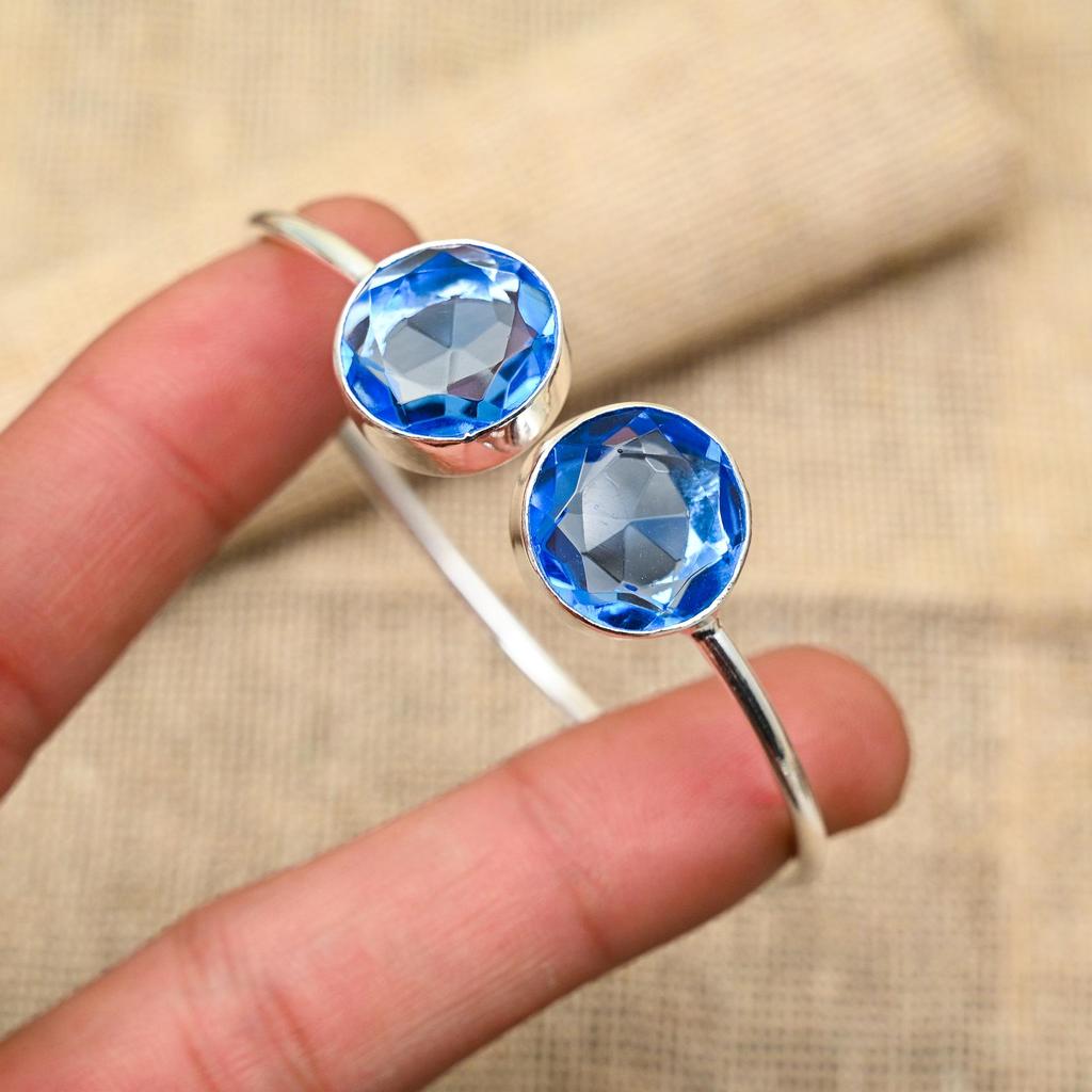 Красивый танзанит, драгоценный камень ручной работы, ювелирные изделия из стерлингового серебра 925 пробы, манжеты/браслет для женщин