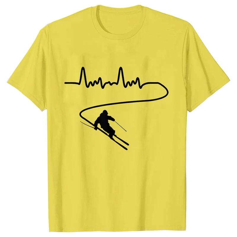 Мужская одежда Лыжи Горные лыжи Heartbeat Сноуборд Рубашки Модная графическая футболка с коротким рукавом O-образным вырезом Harajuku Мужская футболка большого размера