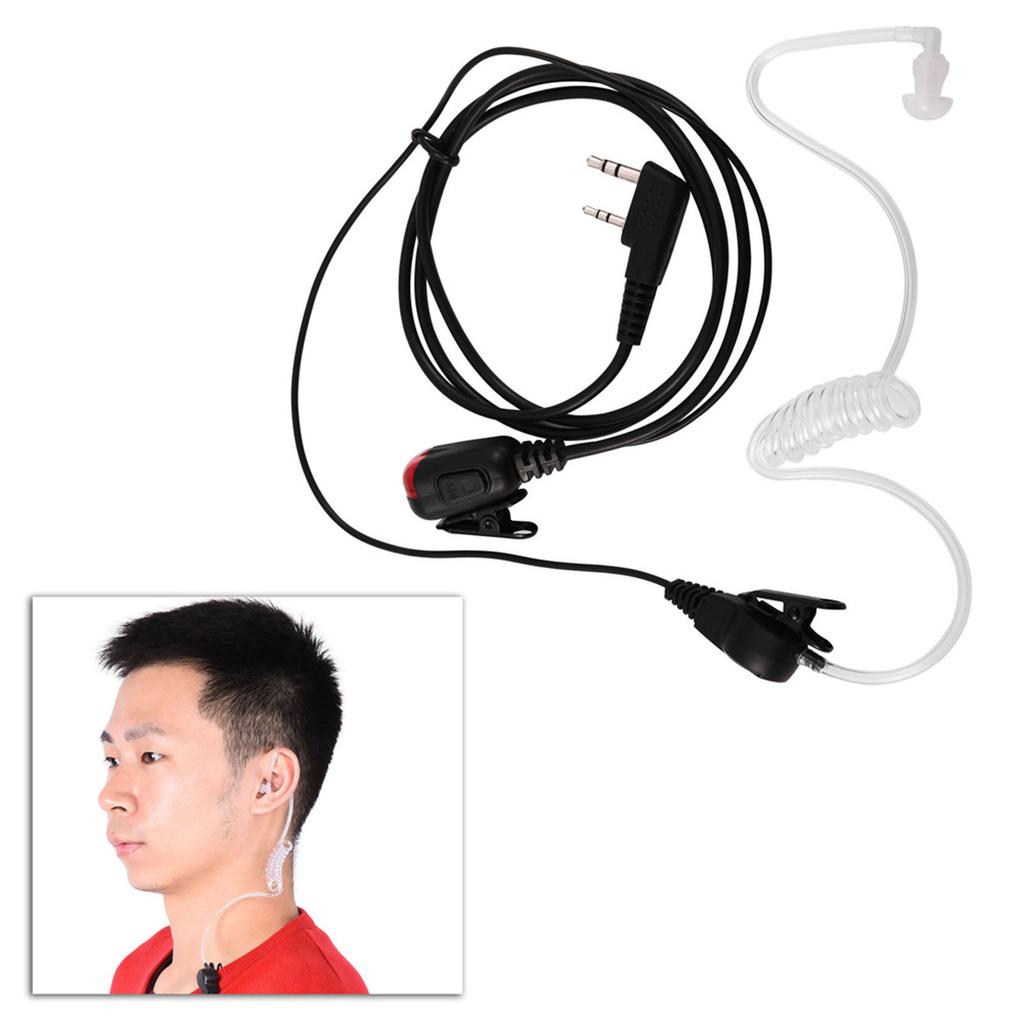2 Pin   Acoustic Tube Earphone, Tube Earphone with 360 degrees  Rotating Clips and PTT Microphone, Red Light for Two Way Radio Wakie Talkie