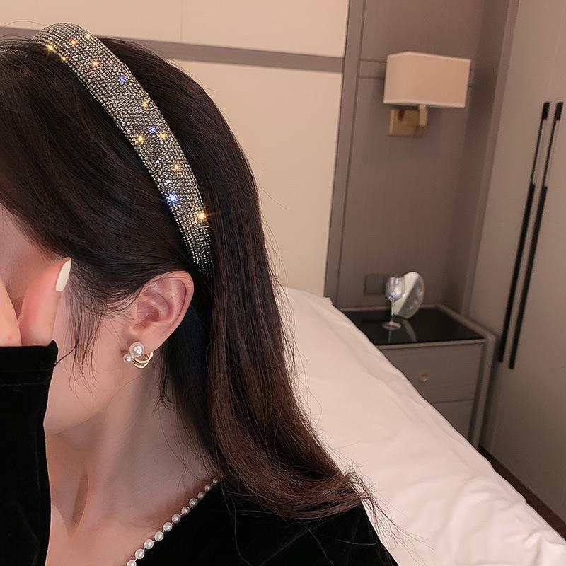 Shiny Full Stylish and Versatile Headbands Silver Color Hairbands Velvet Headwear for Women Hair Accessories Gifts