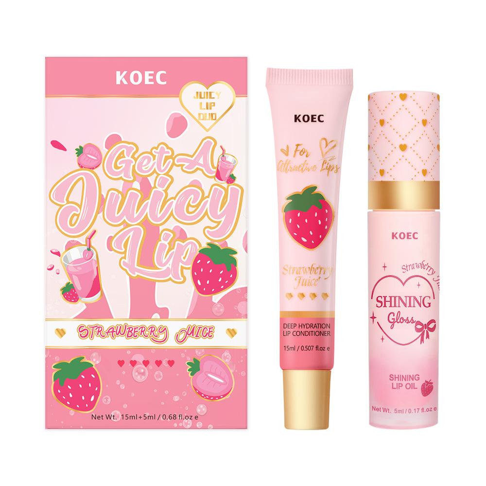 KOEC Strawberry Lip Set Peach Lip Oil + Lip Milk Hydrating Moisturizing Anti-Crack