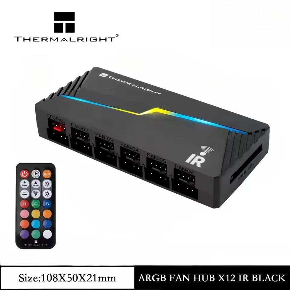 Thermalright ARGB AND FAN HUB X12 IR BLACK&WHITE Supports power supply ARGB lighting interface Supports 12 fans at the same time