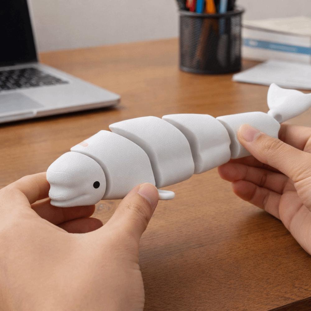 Multi-Joint Movable 3D Printed Animal Joint Flexible Marine Animal Model Whale Figurine Desk Decor