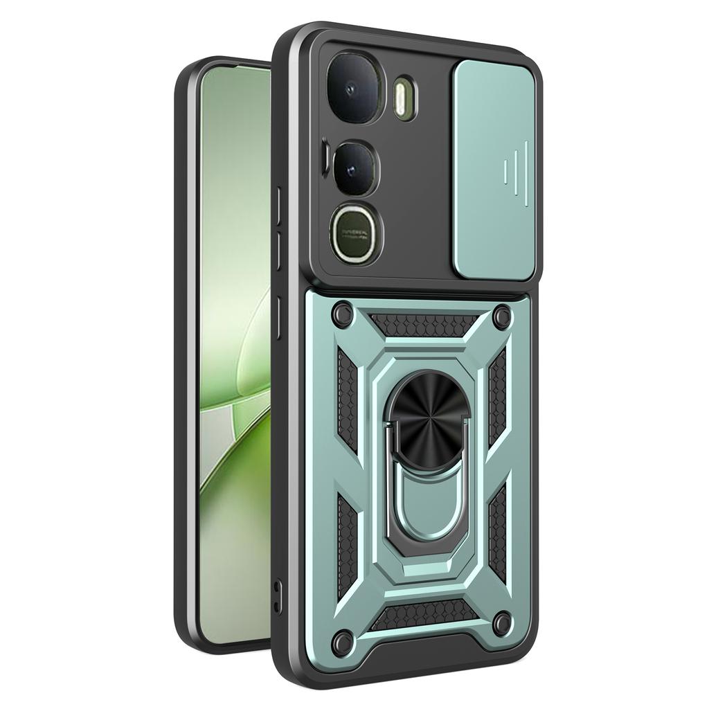 Чехол для vivo Y400 5G с выдвижной крышкой камеры, PC+TPU, подставка, чехол для телефона