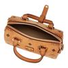 MCM Мини-сумка Boston Visetos из коньячной кожи с золотой фурнитурой для повседневного использования
