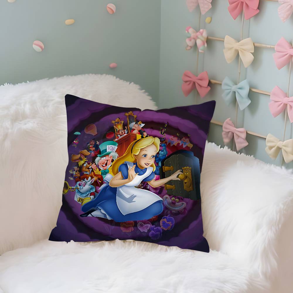 Classic AnimeAalice InWwonderlandS Cute Throw Pillow Covers Pattern Cushion Cover Suitable For Sofa Bedroom Car Pillow Cover