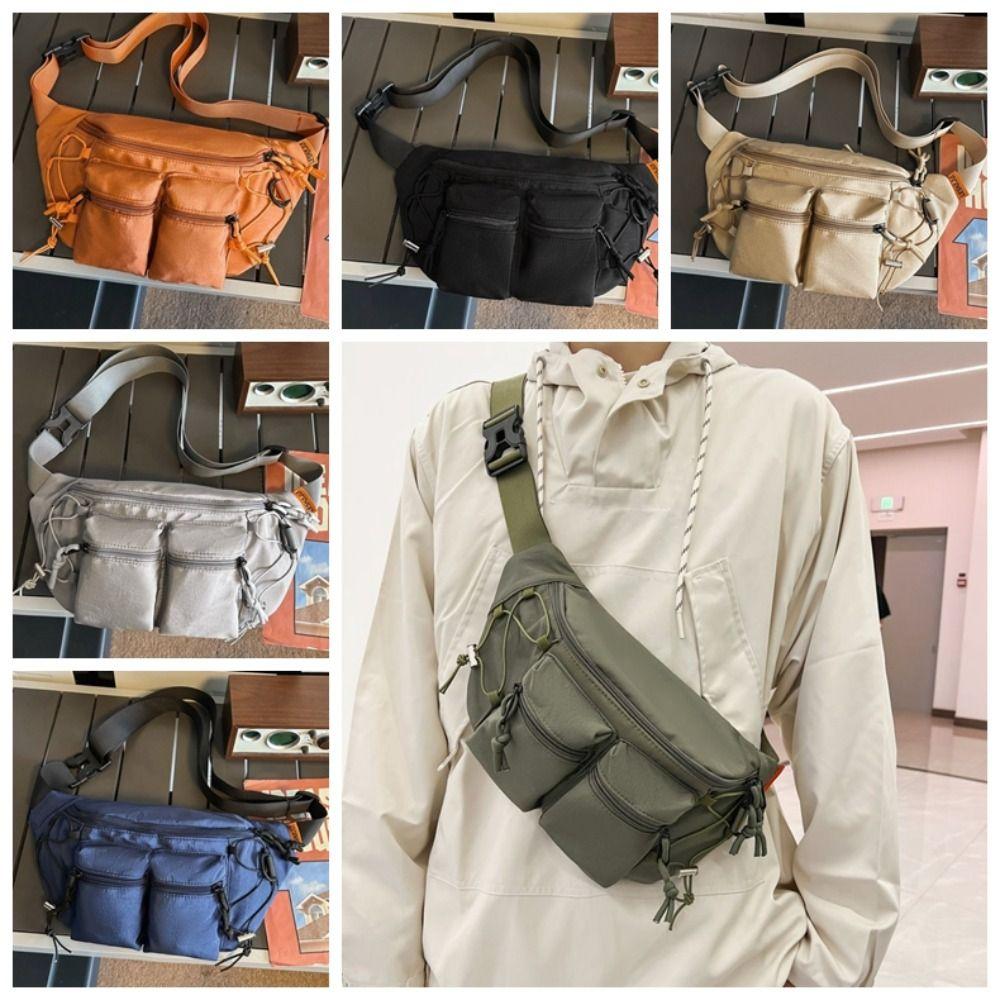 Y2k Men Waist Bag Large Capacity Sports Fanny Pack Fashion Multi-pocket Chest Bag Riding