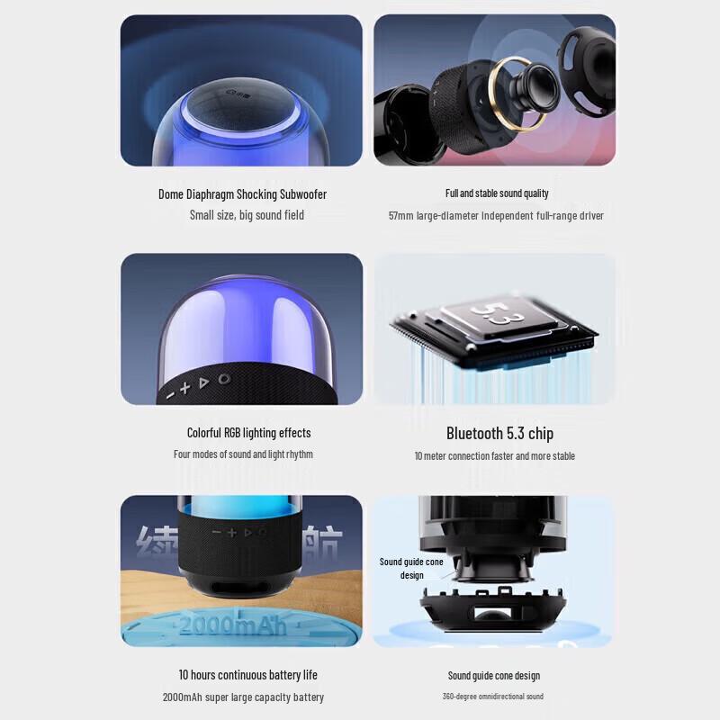 Умная Bluetooth-колонка Xiaodu RGB Edition, китайская вилка (адаптер в комплекте)