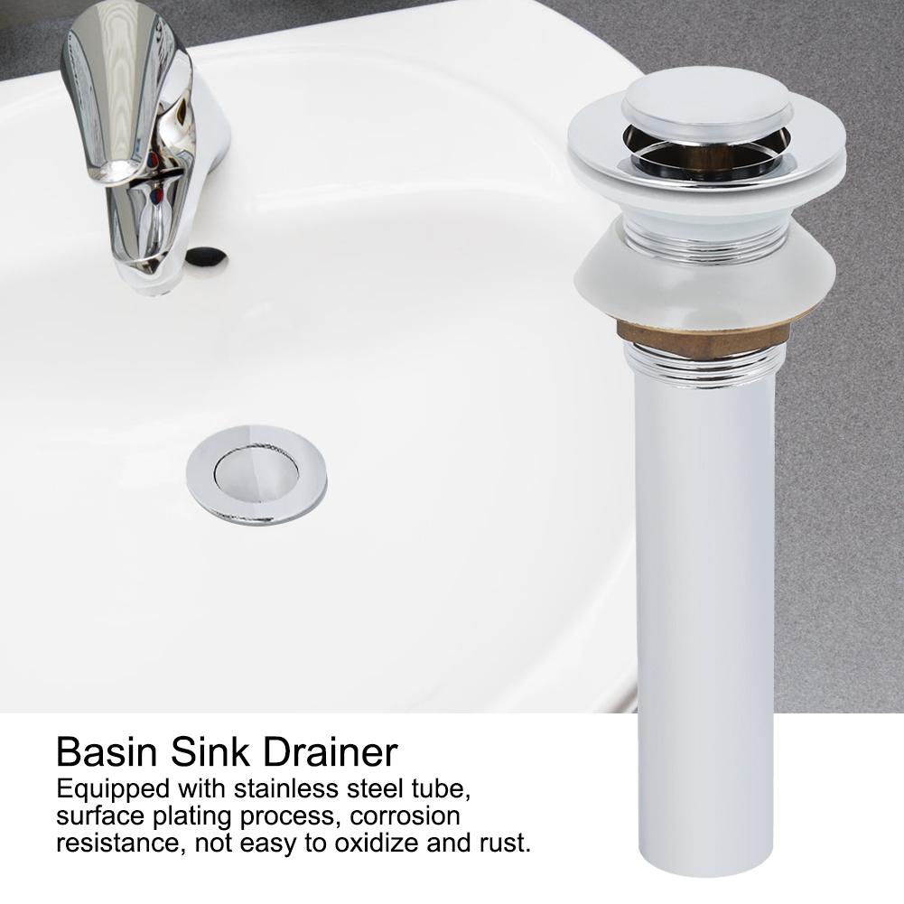Household Basin Sink Electroplating Pop Up Drain Stopper Kit Wash Basin AccessoriesWithout Overflow Hole
