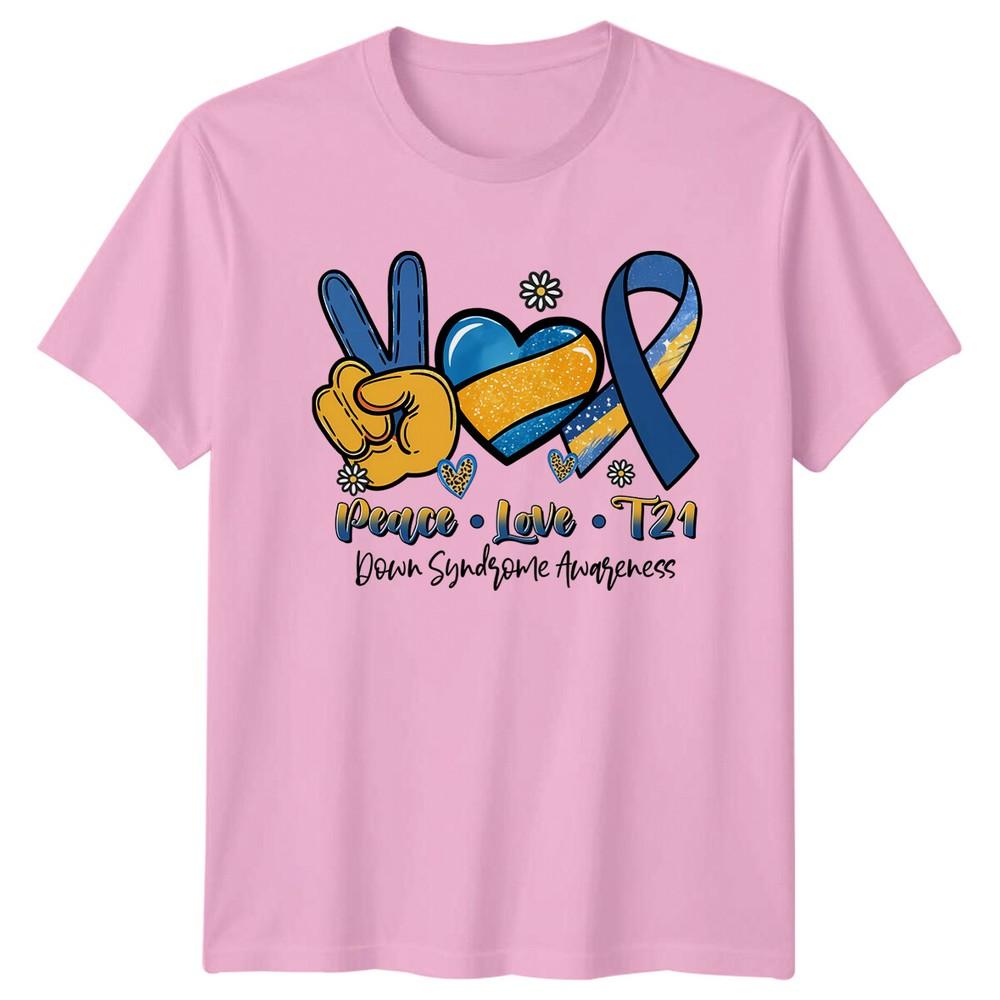 Peace Love T21 Down Syndrome Awareness TShirt Autism Social Cause